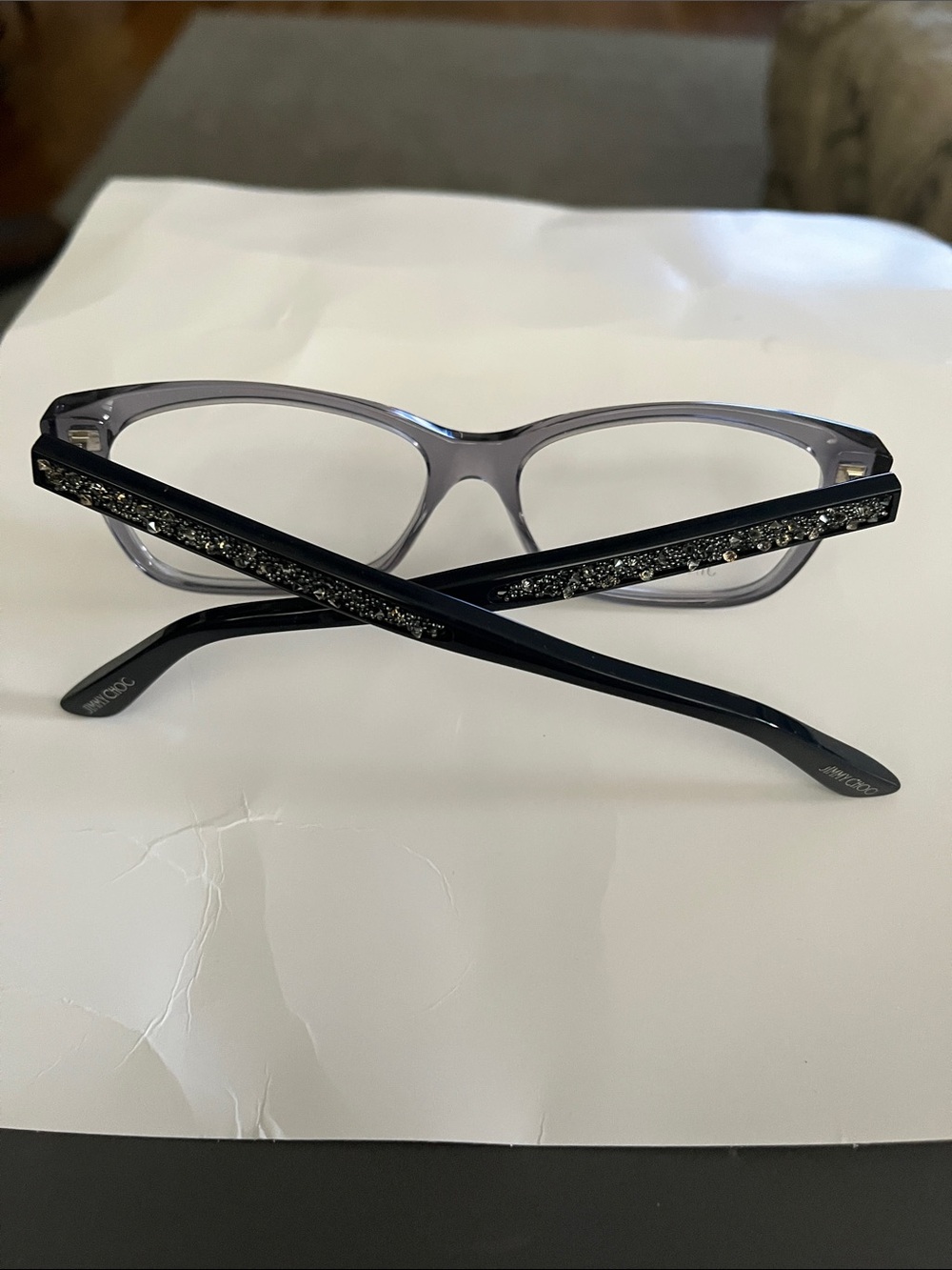 Jimmy Choo Black Temples with Gray Translucent Frame Reading Glasses